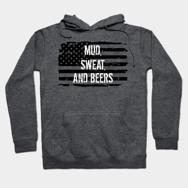 Mud Sweat and Beers Distressed Flag Hoodie by LaurenElin